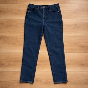 Express Dark Blue Straight Leg Super High Rise Jeans